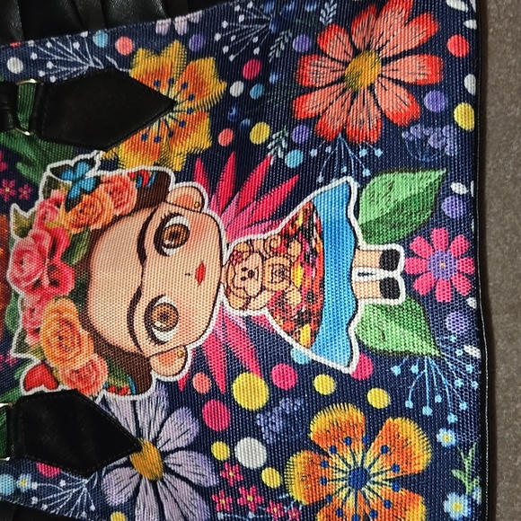 Floral Art Print Women's Bag, Frida Kahlo representation - Picture 2 of 7